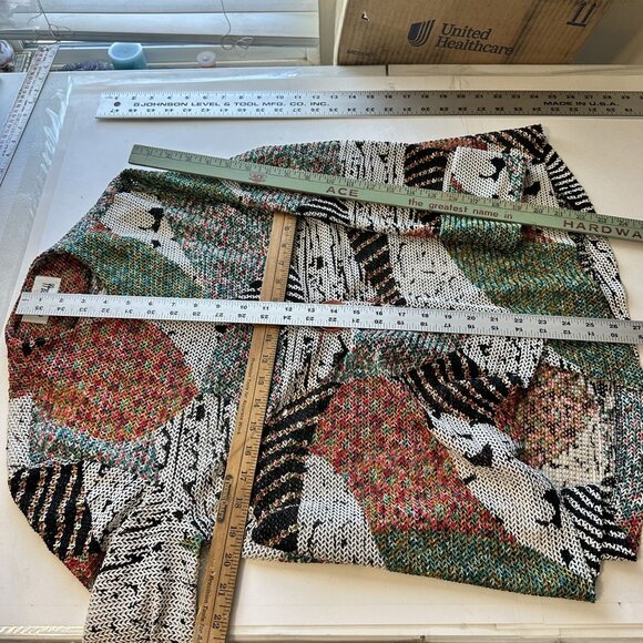 Joseph Ribkoff Womens Top Multicolor Abstract Knit Cardigan Size 8 Button Front - Picture 5 of 9